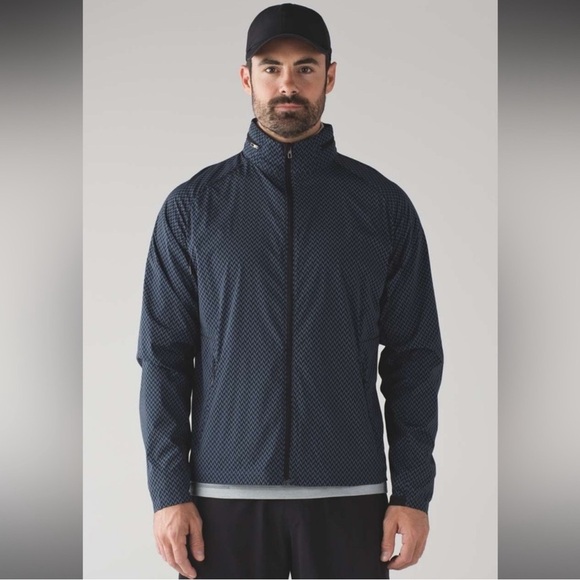 Lululemon Men’s Surge Jacket Saint James Tweed Iron Blue Black Size M - Picture 2 of 12